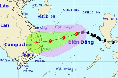 Bão số 10 giật cấp 11 hướng vào các tỉnh Quảng Ngãi đến Khánh Hòa