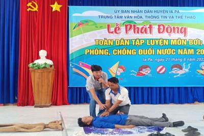 Ia Pa phát động toàn dân tập luyện môn bơi, phòng tránh đuối nước