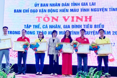 Gia Lai tôn vinh 86 tập thể, cá nhân, gia đình tiêu biểu trong phong trào hiến máu tình nguyện