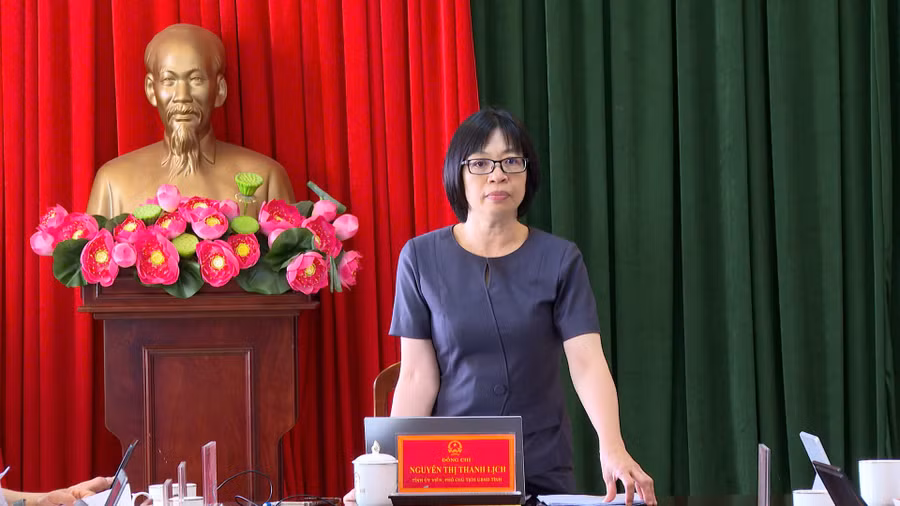 Phó Chủ tịch UBND tỉnh Nguyễn Thị Thanh Lịch phát biểu chỉ đạo tại buổi làm việc với các phường An Khê, An Bình và xã Cửu An. Ảnh: R'Piên