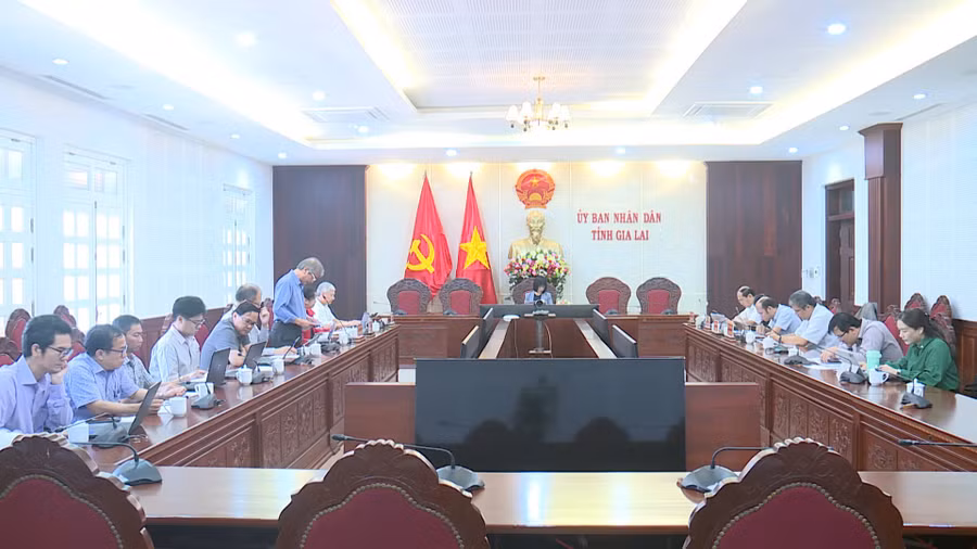 Quang cảnh cuộc họp triển khai các nhiệm vụ liên quan đến Bệnh viện Đa khoa Gia Lai. Ảnh: Minh Trung