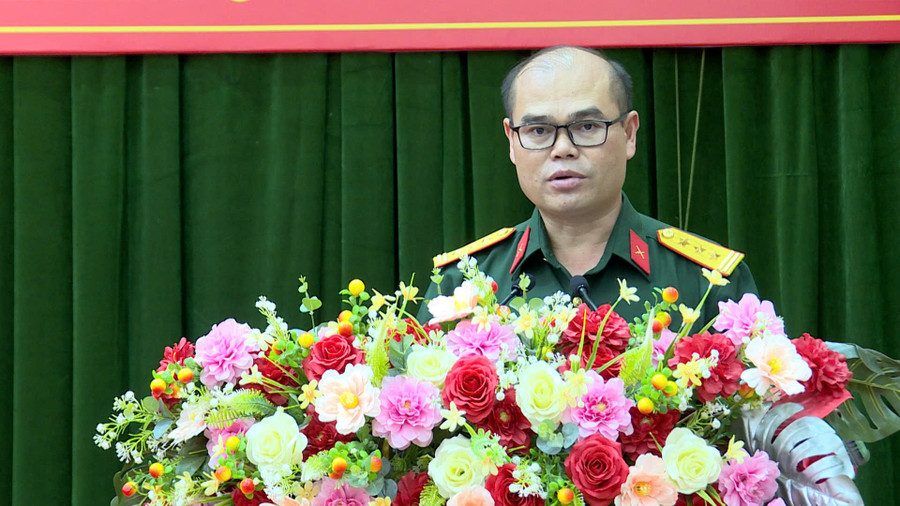 Thượng tá Đậu Thiện Lương-Giám đốc Công ty 74 phát biểu tại hội nghị. Ảnh: Huy Toàn dai-ta-dau-thien-luong-giam-doc-cong-ty-74-phat-bieu-ket-luan-hoi-nghi.jpg