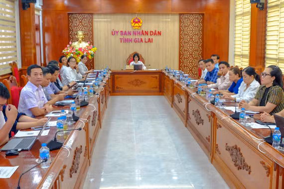 Quang cảnh điểm cầu Gia Lai tham dự hội nghị sơ kết công tác 6 tháng đầu năm 2026 của Bộ Văn hóa - Thể thao và Du lịch chiều 9-7. Ảnh: Đoan Ngọc
