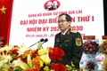 Đại tá Lương Đình Chung - Bí thư Đảng ủy, Chính ủy Quân khu 5, phát biểu tại Đại hội.