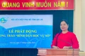 Chủ tịch Hội LHPN tỉnh Rơ Chăm H'Hồng phát động phong trào "Bình dân học vụ số". Ảnh: Hồng Thương