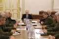 Tổng thống Vladimir Putin phát biểu tại cuộc họp với các chỉ huy quân sự cấp cao của Nga vào ngày 7-10. Ảnh: Kremlin