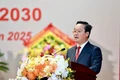 Đồng chí Nguyễn Đức Trung, Bí thư Tỉnh ủy Nghệ An phát biểu nhận nhiệm vụ. (Ảnh: Bích Huệ/TTXVN)