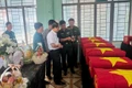 Các hài cốt liệt sĩ tạm thời đưa về tại Ban CHQS xã Ia Boòng.