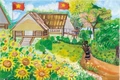 Bức tranh tham gia cuộc thi “Em vẽ sắc màu quê hương” của em Hồ Võ Thiện Trí (Trường Tiểu học Nay Der, xã Uar). Ảnh: P.L