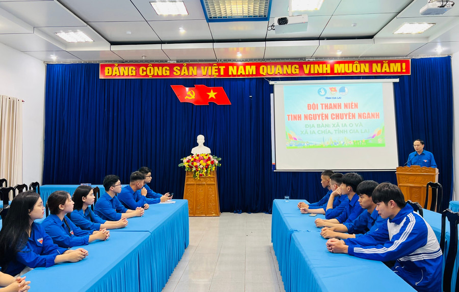 Quang cảnh lễ xuất quân các đội thanh niên tình nguyện chuyên trách tại phường Pleiku. Ảnh: P.L 4428d77a34d550fee7de17db99e3f6af.jpg