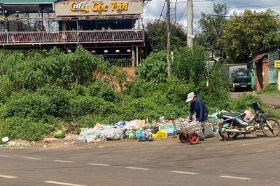 TP. Pleiku đã chỉ đạo thu gom xử lý rác thải tại khu vực ngã 5 giao nhau với đường Nguyễn Chí Thanh