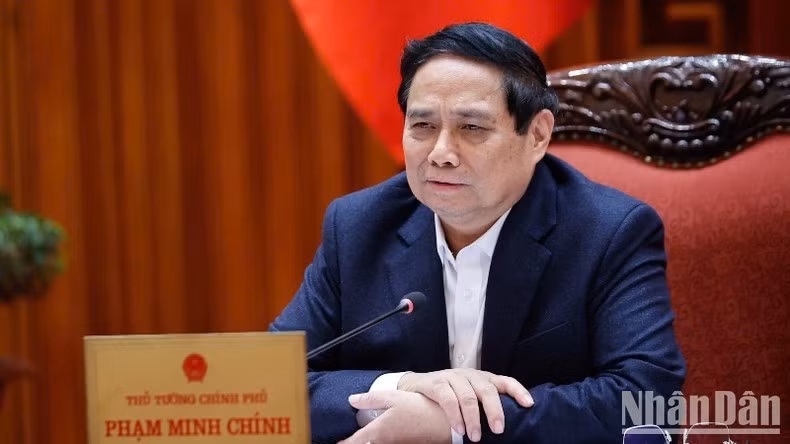 Thủ tướng Phạm Minh Chính phát biểu ý kiến tại cuộc họp. (Ảnh: TRẦN HẢI)