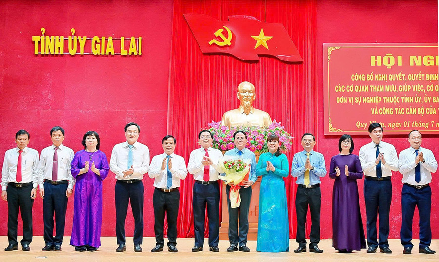 Đồng chí Hồ Quốc Dũng - Bí thư Tỉnh ủy, trao quyết định của Ban Thường vụ Tỉnh ủy về việc thành lập Đảng bộ UBND tỉnh. Ảnh: Đức Thụy 4.jpg