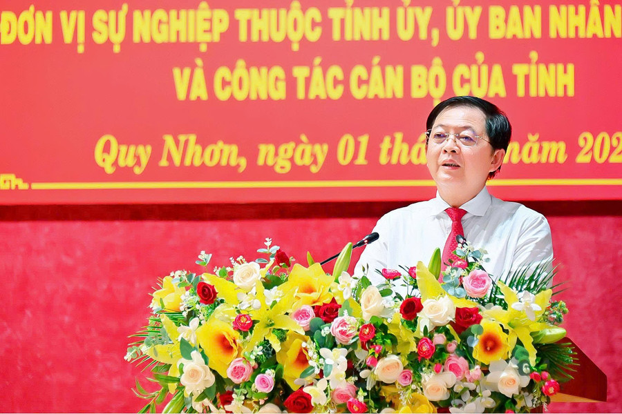 Bí thư Tỉnh ủy Hồ Quốc Dũng phát biểu tại hội nghị. Ảnh: Đức Thụy 9.jpg