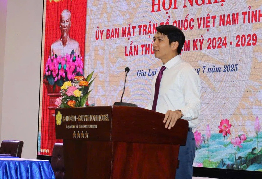 Phó Bí thư Tỉnh ủy, Chủ tịch Ủy ban MTTQ Việt Nam tỉnh Nguyễn Ngọc Lương phát biểu kết luận hội nghị. Ảnh: Anh Phương nnl.jpg