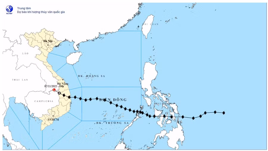 Bản đồ quỹ đạo bão số 13.