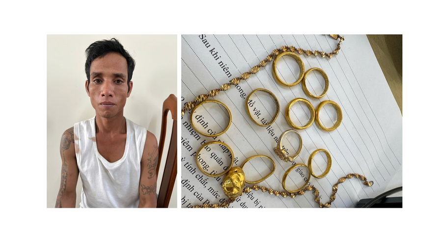 Đối tượng Rlan Plưr cùng tang vật. Ảnh: Giang Hân anh-man-hinh-2025-05-08-luc-220427.png