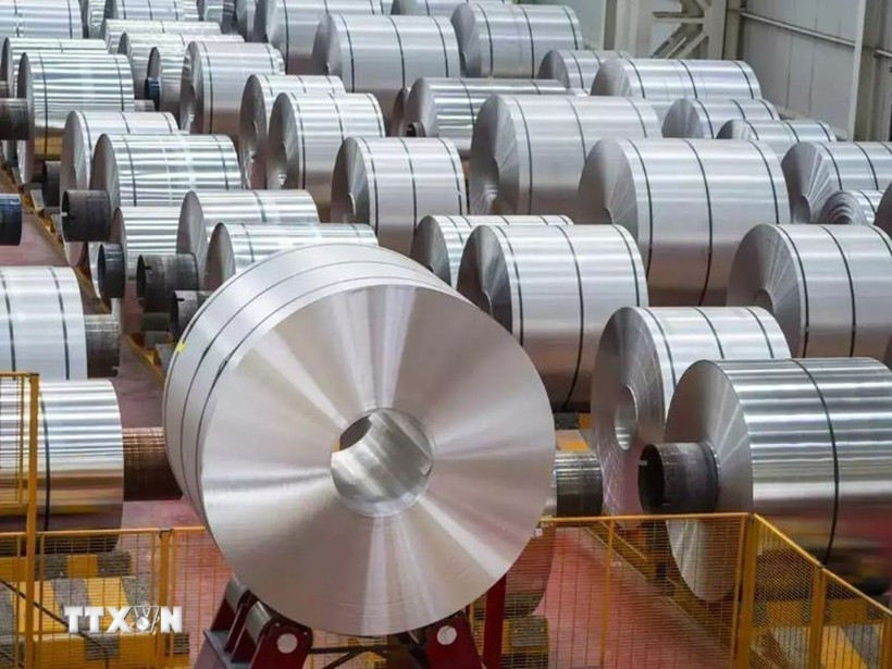 Thép thành phẩm của Công ty sản xuất thép Nhật Bản Nippon Steel. Ảnh: Reuters/TTXVN thep-nhap-khau.jpg