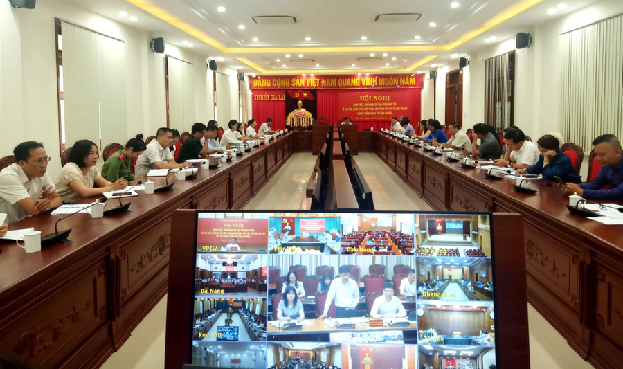 Quang cảnh hội nghị tại điểm cầu tỉnh Gia Lai. Ảnh: Đ.N z6593921679045-a920f34df2354b458c20909ea016dd9e.jpg