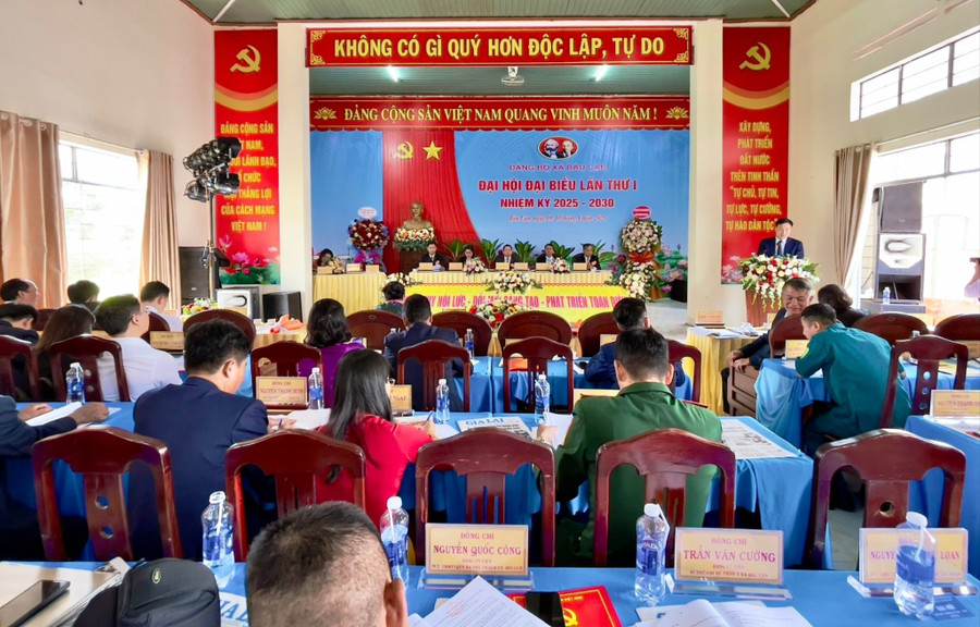 Quang cảnh Đại hội đại biểu Đảng bộ xã Bàu Cạn lần thứ I, nhiệm kỳ 2025 - 2030. Ảnh: Minh Phương bau-can-1.jpg