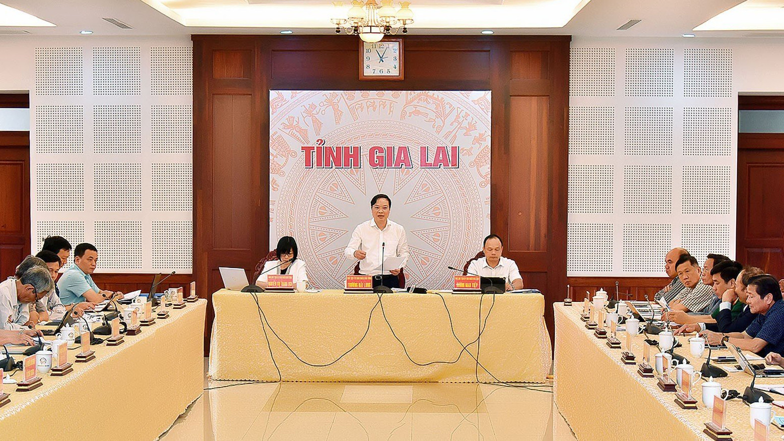 Phó Bí thư Tỉnh ủy, Chủ tịch UBND tỉnh Trương Hải Long phát biểu chỉ đạo tại hội nghị. Ảnh: Đức Thụy