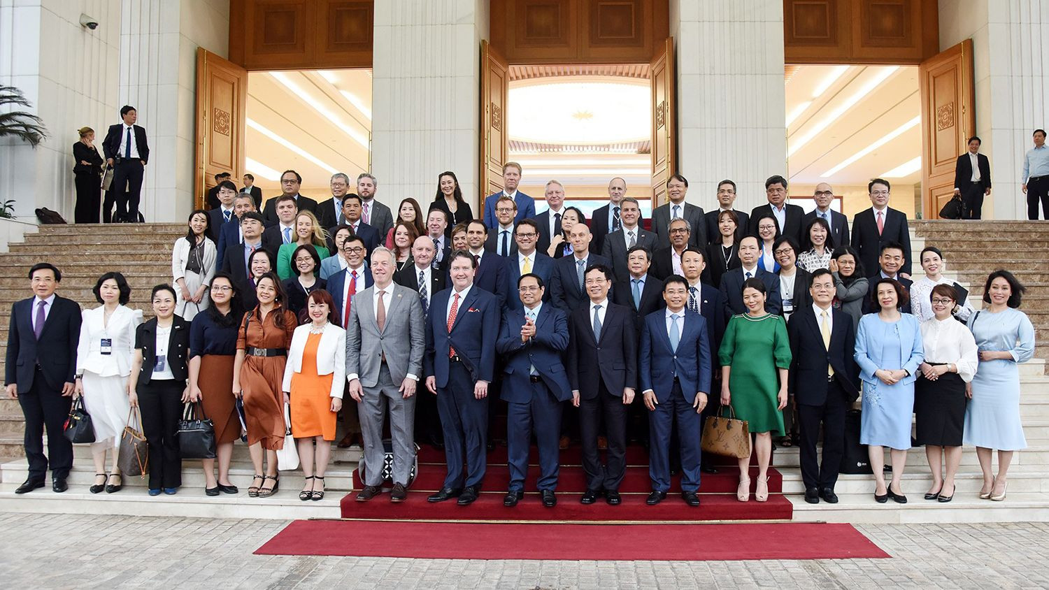 Thủ tướng Phạm Minh Chính tiếp đoàn doanh nghiệp của Hội đồng Kinh doanh Hoa Kỳ-ASEAN (USABC), ngày 22/3/2023. (Ảnh: TTXVN)