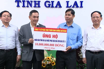 Công ty Cổ phần Thực phẩm Dinh dưỡng Nutifood hỗ trợ tỉnh Gia Lai 10 tỷ đồng khắc phục hậu quả bão số 13.