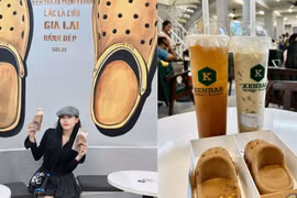 Pleiku: Thực khách chen nhau mua nước được tặng bánh hình chiếc dép độc lạ