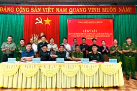 Xã Ia Hrung và các đơn vị lực lượng vũ trang ký kết quy chế phối hợp đảm bảo quốc phòng, an ninh
