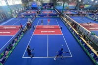 Các VĐV thi đấu sôi nổi, có nhiều pha bóng ấn tượng. Ảnh: H.H