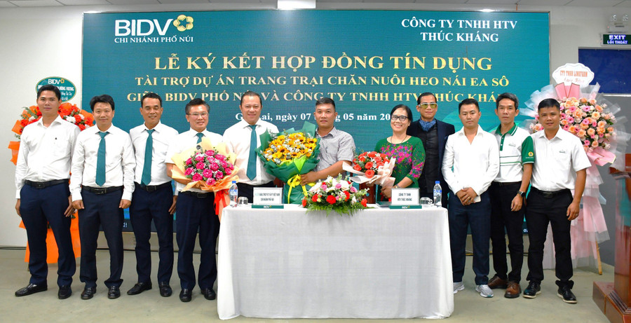 BIDV Chi nhánh Phố Núi cam kết tài trợ tín dụng 125,5 tỷ đồng cho Dự án trang trại chăn nuôi heo nái Ea Sô. Ảnh: Ngọc Ánh