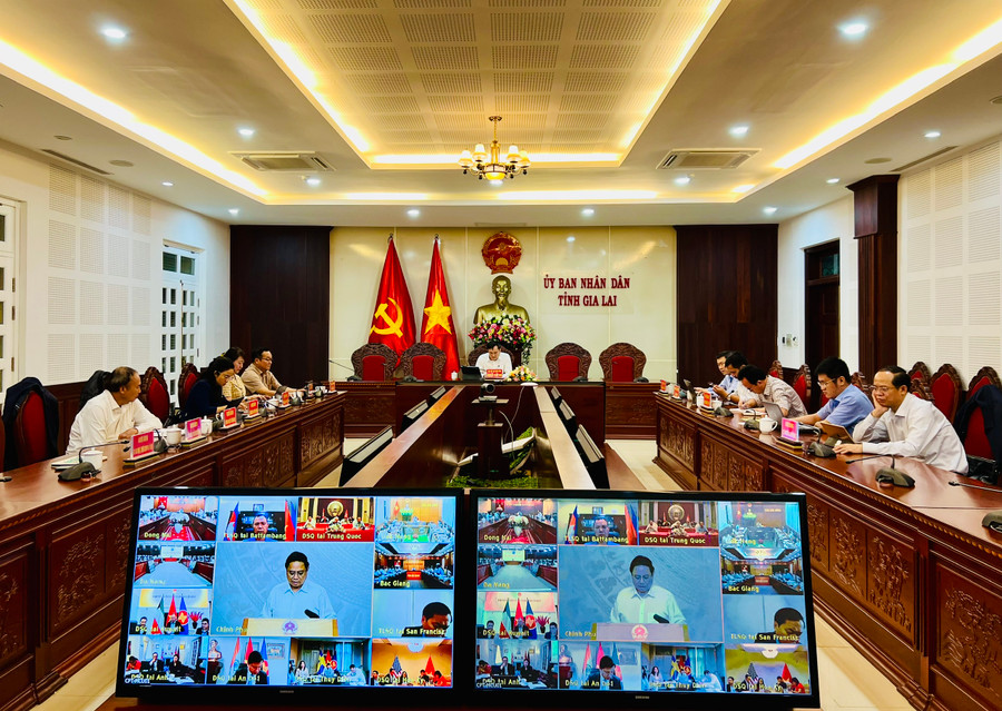 Quang cảnh hội nghị tại điểm cầu UBND tỉnh Gia Lai. Ảnh: P.L