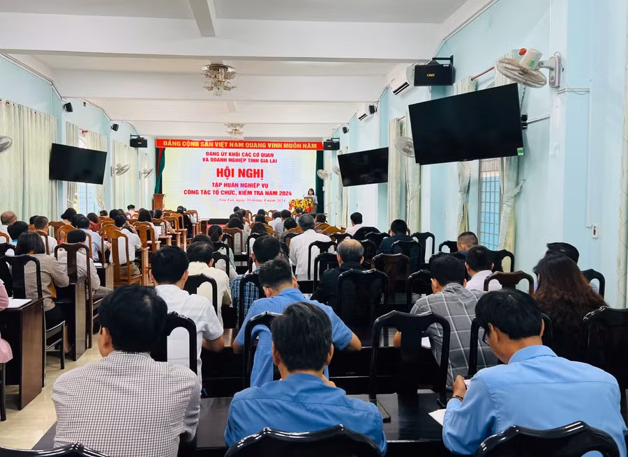 Quang cảnh hội nghị tập huấn nghiệp vụ công tác tổ chức, kiểm tra năm 2024. Ảnh: P.L