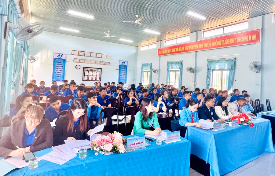 Các đại biểu tham dự Đại hội Hội LHTN Việt Nam thị trấn Ia Ly lần thứ V. Ảnh: Hoàng Yến