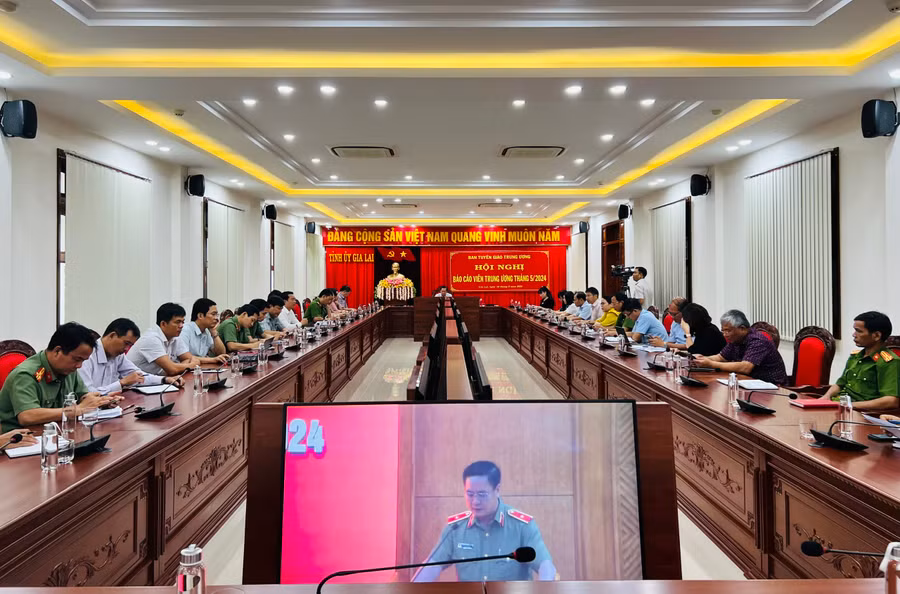 Quang cảnh hội nghị tại điểm cầu Gia Lai. Ảnh: P.L