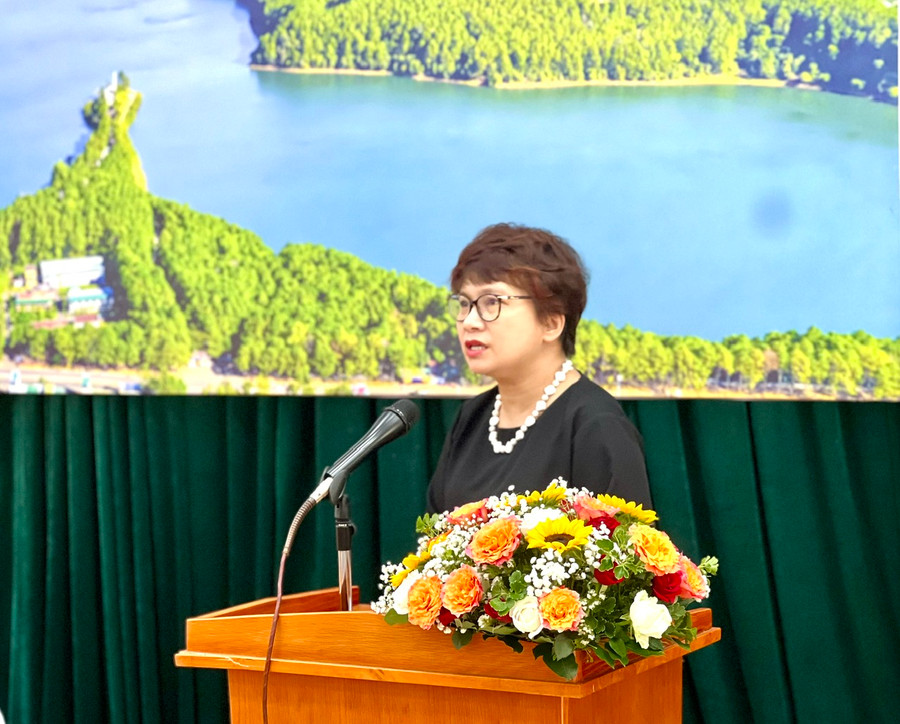 Bà Nguyễn Thu Thủy-Vụ trưởng Vụ Giáo dục Đại học phát biểu tại buổi khảo sát. Ảnh: P.L Bà Nguyễn Thu Thủy-Vụ trưởng Vụ Giáo dục Đại học phát biểu tại buổi khảo sát. Ảnh: P.L