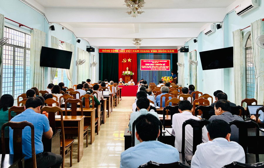 Quang cảnh buổi sinh hoạt chuyên đề về nâng cao chất lượng quản lý đảng viên. Ảnh: P.L