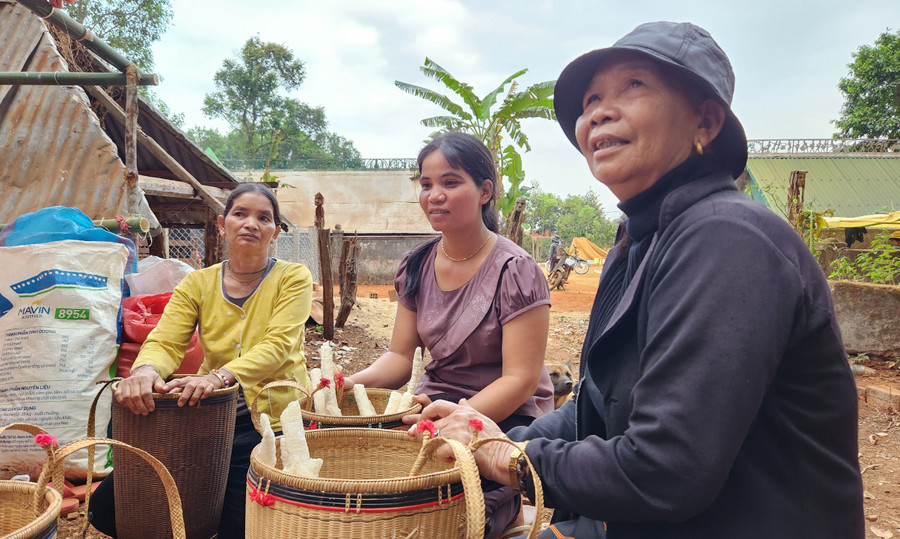 Người dân các làng lân cận đến dự và góp thêm rượu ghè, gà, cơm lam… để buổi lễ thêm phần đầy đủ. Ảnh: Phạm Ngọc