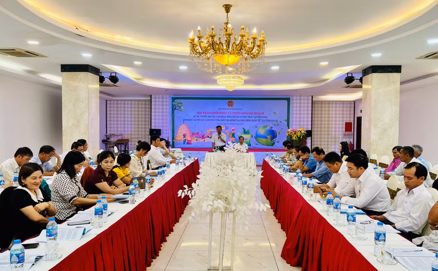 Quang cảnh hội thảo do Hội nông dân tỉnh Gia Lai tổ chức. Ảnh Phan Lài