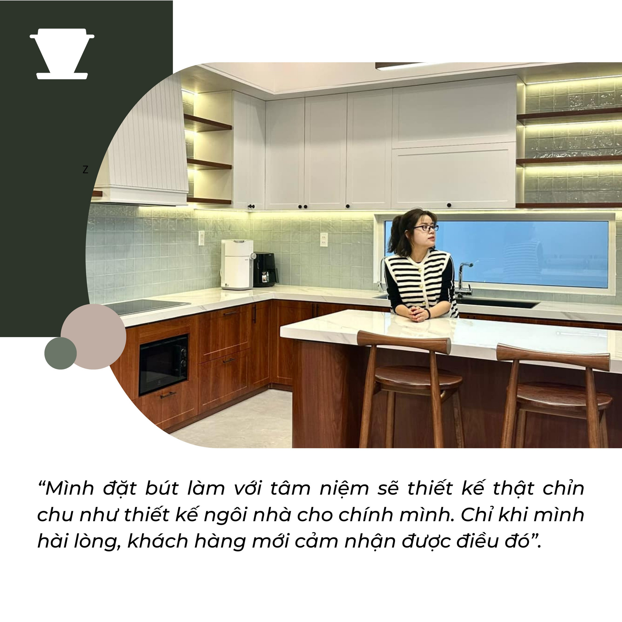 Chị Mỹ Hạnh trong ngôi nhà được thiết kế bởi ALPHA Decor. Ảnh: NVCC ban-sao-cua-white-and-green-modern-home-interior-design-instagram-post.png