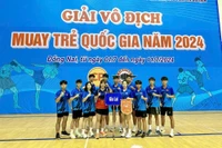 Đoàn VĐV Muay Thái tỉnh tham gia Giải Vô địch Muay trẻ quốc gia năm 2024 tại Đồng Nai. Ảnh: Phạm Xoan