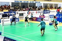 Các VĐV tranh tài tại Giải vô địch cầu lông các cây vợt xuất sắc quốc gia năm 2025. Ảnh: P.L