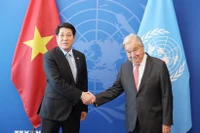 Chủ tịch nước Lương Cường gặp Tổng Thư ký Liên hợp quốc Antonio Guterres. (Ảnh: Lâm Khánh/TTXVN)