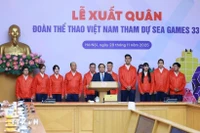 Thủ tướng Phạm Minh Chính động viên, giao nhiệm vụ cho Đoàn thể thao Việt Nam tham dự SEA Games 33. Ảnh: Dương Giang/TTXVN