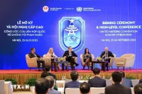 Các đại biểu thảo luận tại Hội thảo cấp cao "Thúc đẩy hợp tác quốc tế trong phòng, chống tội phạm mạng: Cách tiếp cận quốc gia khi thực hiện Công ước". Ảnh: Tuấn Anh/TTXVN