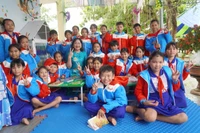 Báo Sài Gòn Giải Phóng cùng các đơn vị tài trợ bàn giao công trình “Thư viện xanh” cho Trường Tiểu học Mỹ Cát (xã An Lương) ngày 1-11.