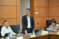 Các thành viên đoàn Đại biểu Quốc hội tỉnh Gia Lai tham gia thảo luận tại tổ về dự thảo Văn kiện Đại hội lần thứ XIV của Đảng.