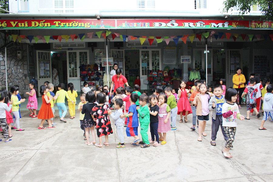 Trường Mầm non tư thục Đồ Rê Mí (TP. Pleiku) là một trong những cơ sở chăm sóc trẻ được nhiều phụ huynh tin tưởng. Ảnh: N.G
