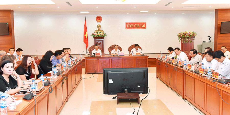 Quảng cảnh hội nghị tại điểm cầu Gia Lai. Ảnh: Đ.T Quảng cảnh hội nghị tại điểm cầu Gia Lai. Ảnh: Đ.T