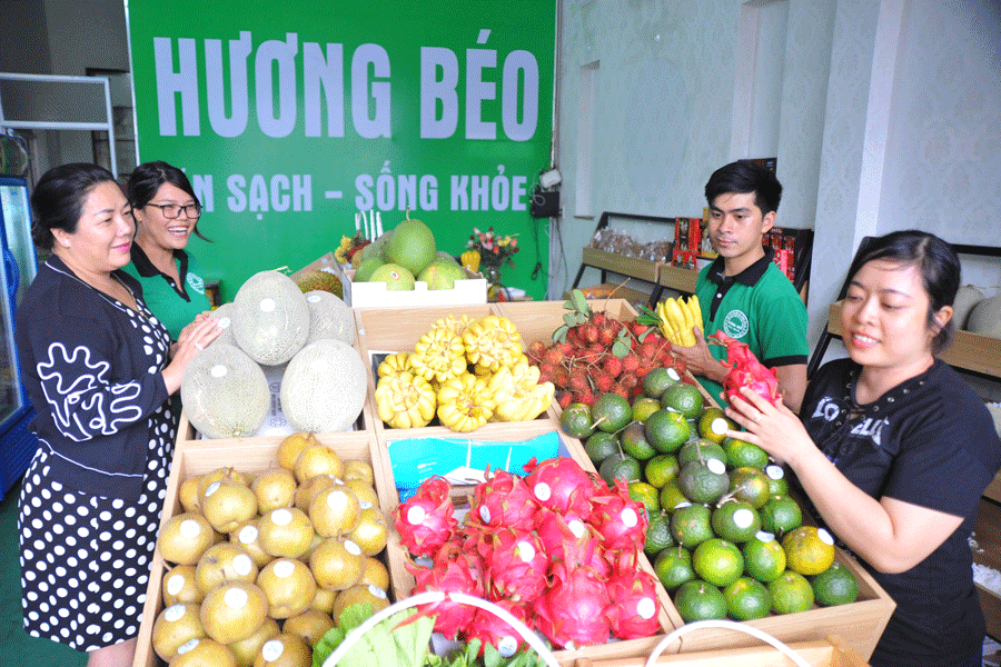 Cửa hàng Trái cây sạch 3 miền Hương Béo (178 Trần Phú, TP. Pleiku). Ảnh: K.L